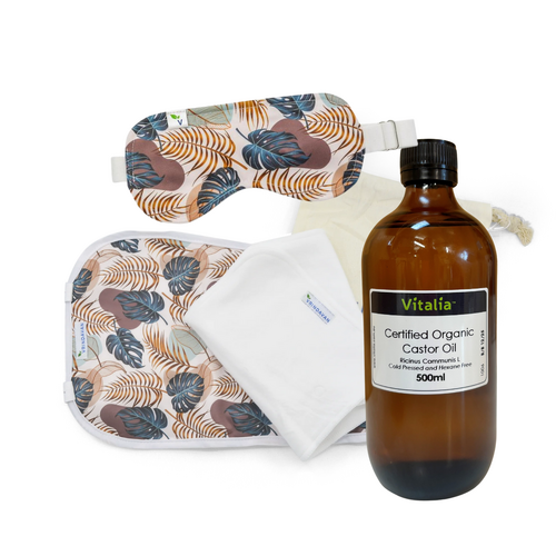 Reusable Castor Oil Pack, Eye Mask & Organic Castor Oil 500ml